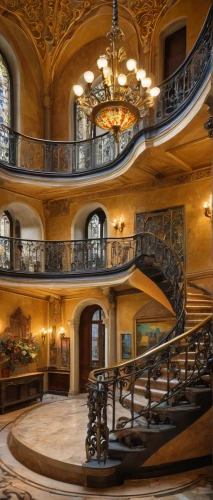 staircase,foyer,staircases,cochere,entrance hall,winding staircase,circular staircase,emporium,outside staircase,driehaus,europe palace,spiral staircase,escalera,mezzanine,kurhaus,stairway,atrium,escaleras,rotunda,rotundas,Art,Classical Oil Painting,Classical Oil Painting 19