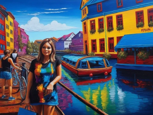 jasinski,welin,colorful city,follieri,burano,oil painting on canvas,mostovoy,pittura,venetist,girl on the boat,grand canal,vietnamese woman,italian painter,klarwein,venetians,motif,art painting,floating market,burano island,malacca,Illustration,Realistic Fantasy,Realistic Fantasy 25