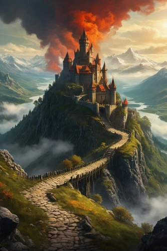 fantasy landscape,fantasy picture,nargothrond,erebor,diagon,beleriand,fantasy art,knight's castle,gondolin,forteresse,tirith,castle of the corvin,hogwarts,dragonstone,townsmen,summit castle,citadels,dragonlance,castle keep,castel,Photography,General,Natural