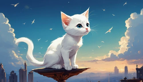 korin,white cat,suara,felino,cat vector,skyclan,miqati,cat on a blue background,worldcat,kittani,jiwan,kittelsen,citycat,cathala,cat european,cartoon cat,cat,sky,eqecat,gato,Conceptual Art,Fantasy,Fantasy 06