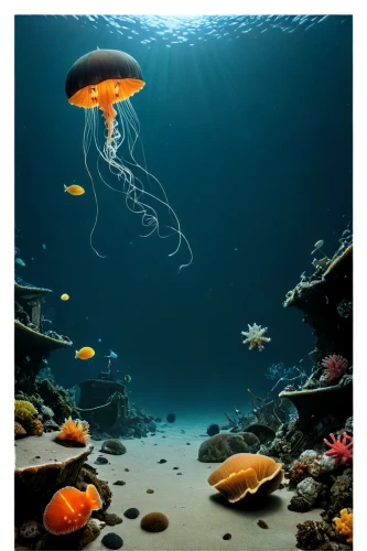 underwater background,underwater landscape,undersea,jellyfish collage,under sea,sea life underwater,jellyfish,under the sea,deep sea,deep ocean,seabed,underwater world,jellyfishes,ocean underwater,deepsea,ocean background,ocean floor,sealife,sea jellies,jellies,Illustration,Retro,Retro 16