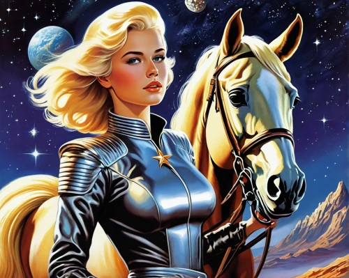 dazzler,horsewoman,sandahl,lilandra,laureline,sagittarius,ladyhawke,ororo,liefeld,saturnyne,namorita,korana,dreadstar,equestrian,silverbolt,constellation unicorn,constellation centaur,allura,diana,joan of arc,Conceptual Art,Sci-Fi,Sci-Fi 20