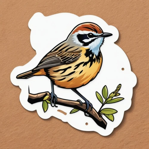 firecrest,common firecrest,chestnut-backed chickadee,grasswren,rufous,cisticolas,cisticola,bird illustration,emberiza,spinifex pigeon,killdeer,aracama,thornbills,dotterels,waxhaws,palm warbler,puffbird,meadowlark,carolina wren,zebra finches,Unique,Design,Sticker