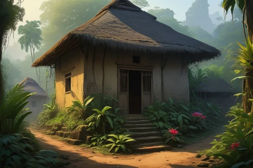 ancient house,javanese traditional house,traditional house,longhouses,longhouse,asian architecture,teahouse,small house,huts,tropical house,home landscape,wooden hut,little house,vietnam,lonely house,southeast asia,thatched roof,wooden house,straw hut,tailandia,Illustration,Paper based,Paper Based 05