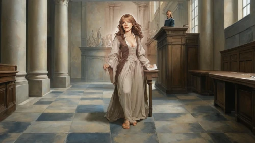 heatherley,leighton,donsky,margaery,a floor-length dress,church painting,fausch,behenna,noblewoman,clergywoman,sigyn,girl in a long dress,ravenclaw,hermione,ecclesiastic,justitia,annunciation,sacristy,chastain,delvaux