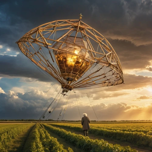 dandelion parachute ball,heliosphere,aerostat,airdrop,wind bell,gas balloon,flying seeds,powered parachute,wind finder,airship,flying seed,dirigible,armillary sphere,radar dish,solar field,hanging lantern,radiotelescope,geodetic,jodrell,balloon trip,Photography,General,Realistic