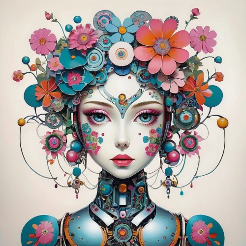 viveros,flowerheads,flowerhead,boho art,girl in flowers,fractals art,wreath of flowers,cosmic flower,chevrier,homogenic,flower art,floral composition,flower fairy,idealised,flower girl,boho art style,flora,flower nectar,bohemian art,blooming wreath,Illustration,Abstract Fantasy,Abstract Fantasy 08