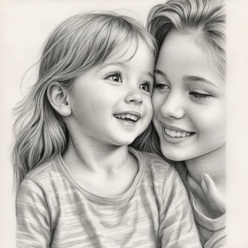 little girl and mother,pencil drawing,pencil drawings,charcoal drawing,charcoal pencil,little girls,daughters,kids illustration,two girls,little boy and girl,graphite,coloring picture,girl drawing,girl portrait,olsens,children girls,photorealist,dessin,mother and daughter,mom and daughter,Illustration,Black and White,Black and White 30