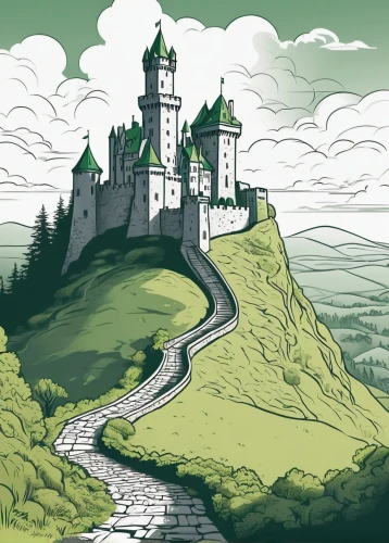 nargothrond,gondolin,knight's castle,castles,castle of the corvin,eyrie,fairy tale castle,castle,beleriand,diagon,castle keep,castel,castlelike,fairytale castle,summit castle,alfheim,hogwarts,bethlen castle,principality,gold castle,Illustration,Black and White,Black and White 04