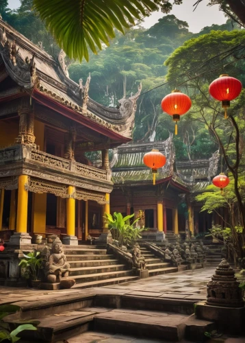 asian architecture,buddhist temple,vietnam,thai temple,palyul,buddha tooth relic temple,buddhist temple complex thailand,hanging temple,the golden pavilion,hanoi,yangshao,tailandia,emei,golden pavilion,taman ayun temple,water palace,shaoming,southeast asia,yangling,wudang,Illustration,Black and White,Black and White 07