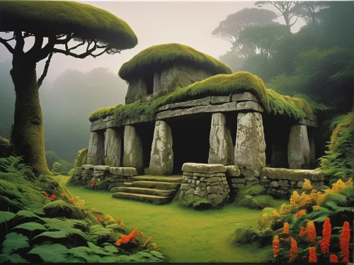 mushroom landscape,ancient house,ancient buildings,moss landscape,mushroom island,ancient ruins,ancient city,ancient civilization,ancients,biomes,the ancient world,druidism,chalcolithic,fairy house,stone of peru,druidic,ancient building,ancient,world heritage site,temples,Art,Artistic Painting,Artistic Painting 39