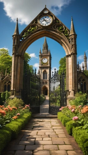 tyntesfield,theed,fairy tale castle,victoriana,brympton,portal,harlaxton,gardens,english garden,kykuit,victorian,entranceways,briarcliff,garden door,castlelike,archways,gateway,rufford,front gate,fairytale castle,Illustration,Paper based,Paper Based 01