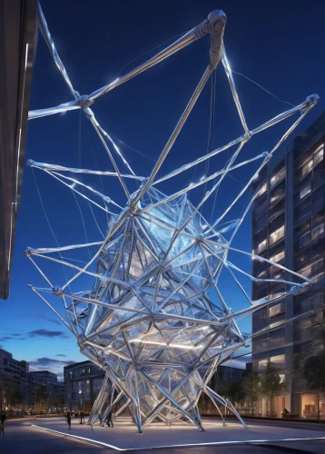 steel sculpture,water cube,glass pyramid,spaceframe,tensegrity,tetrahedra,hypercube,glass facade,icosahedral,tetrahedral,cubic house,octahedral,cube stilt houses,libeskind,octahedron,dodecahedral,public art,polyhedral,building honeycomb,transbay,Illustration,Realistic Fantasy,Realistic Fantasy 11
