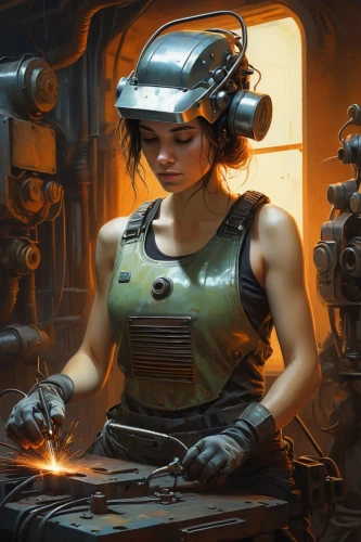 soldering,aphra,sci fiction illustration,shadowrun,sector,mechanic,organa,soldered,metallurgist,sci fi,gunrunners,operator,operators,tankettes,blackwelder,cybernetic,droid,augmentations,cybernetically,solder,Illustration,Realistic Fantasy,Realistic Fantasy 28