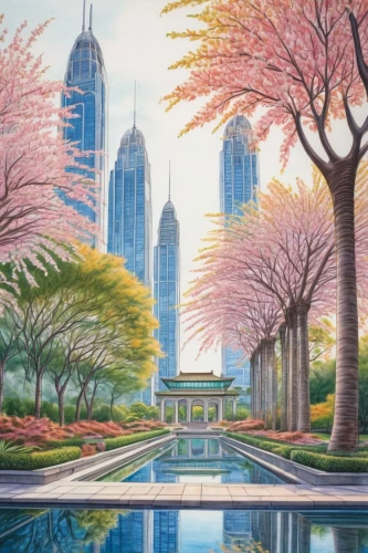 sakura trees,japanese sakura background,japanese cherry trees,cherry blossom festival,klcc,lotte world tower,sakura tree,cherry trees,south korea,the cherry blossoms,guangzhou,blooming trees,central park,sakura background,seoul,cherry blossom tree-lined avenue,landscape background,shanghai,city scape,japan landscape,Conceptual Art,Daily,Daily 17