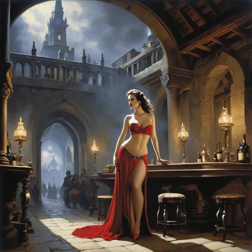 fantasy picture,hildebrandt,fantasy art,melisandre,man in red dress,struzan,arwen,leighton,lady in red,fantasy woman,gothel,ravenloft,noblewoman,knightley,red gown,vampirella,red cape,girl in a historic way,caramon,fantasy portrait,Conceptual Art,Fantasy,Fantasy 29