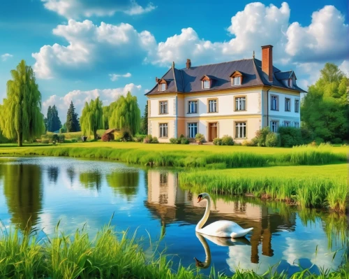 home landscape,house with lake,landscape background,paysage,green landscape,country house,moated castle,beautiful landscape,dreamhouse,meadow landscape,windows wallpaper,nature landscape,moated,background view nature,beautiful home,netherland,landscape nature,nature background,houses clipart,nature wallpaper,Photography,General,Realistic
