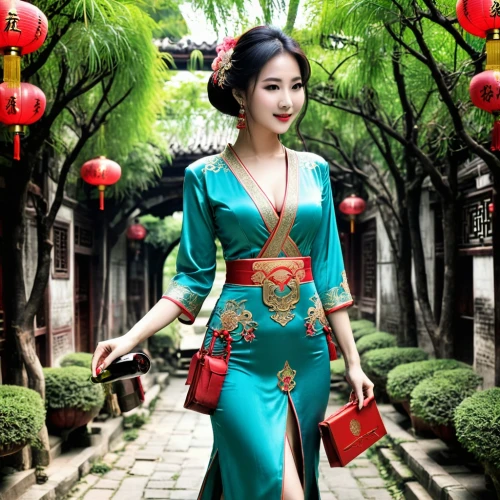 cheongsam,qibao,oriental princess,ao dai,oriental girl,vietnamese woman,hanfu,diaochan,xiaofei,jingqian,wulin,yangmei,jinling,sichuanese,yifei,teal blue asia,huahong,asian woman,oriental painting,qipao,Illustration,Vector,Vector 16