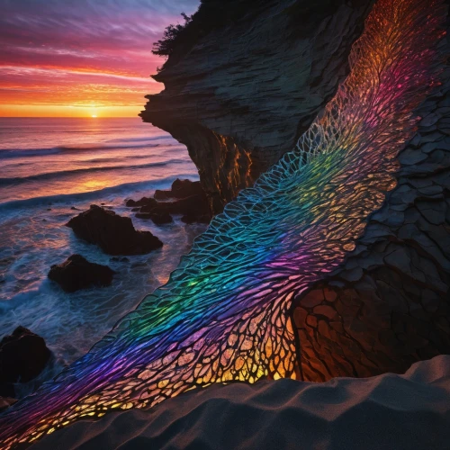 rainbow waves,colorful light,abstract rainbow,rainbow bridge,colorful water,rainbow pattern,rainbow colors,colorful spiral,iridescent,erosion,beach erosion,rainbow background,colorful background,danxia,fallen colorful,splendid colors,light fractal,intense colours,colored rock,rainbow color palette,Photography,General,Fantasy