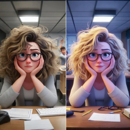 mei,jenji,secretarial,secretariats,kimbundu,librarian,cute cartoon character,doppelganger,with glasses,cartoon character,office worker,two glasses,cartoon people,secretaries,photosynth,retouching,cg,glasses,animator,doppelgangers