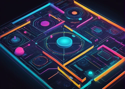 mobile video game vector background,tron,80's design,neon arrows,polybius,amoled,lumo,abstract retro,neon light,tetris,neon,pacman,neon coffee,geometrics,neon colors,cube background,synth,game illustration,cubes,playfield,Illustration,Vector,Vector 11