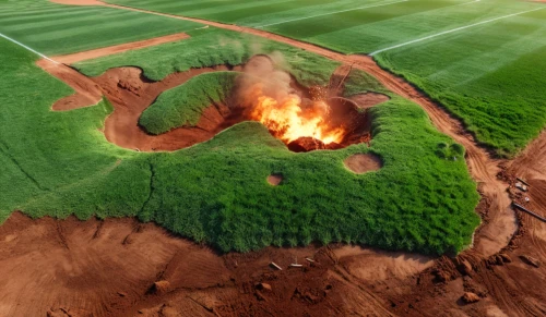 burned land,scorched earth,fieldworks,earthworks,burning earth,earthwork,meteorite impact,environmental destruction,baseball field,baseball diamond,ground fire,active volcano,fire land,nature conservation burning,burning of waste,methane concentration,firebreaks,basepaths,smoking crater,infields,Photography,General,Realistic