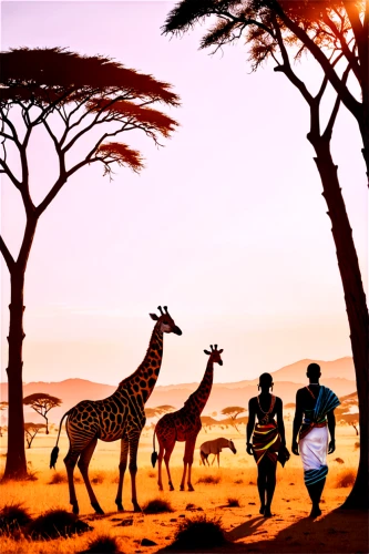 serengeti,tsavo,africa,zambezian,samburu,lodwar,isiolo,east africa,giraffes,pejeta,ruaha,savane,etosha,makgadikgadi,animal silhouettes,laikipia,safaris,conservancies,safari,turkana,Art,Artistic Painting,Artistic Painting 43