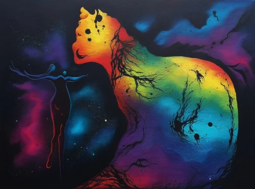 constellation wolf,unicorn art,colorful horse,constellation unicorn,unicorn background,painted horse,glowing antlers,unicorn,vulpecula,nebula guardian,neon body painting,rainbow unicorn,kokopelli,nikorn,howling wolf,monoceros,starclan,splotch,samuil,orion nebula,Illustration,Realistic Fantasy,Realistic Fantasy 25