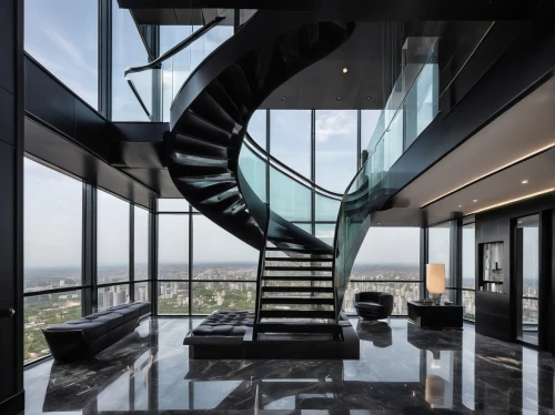 penthouses,luxury home interior,glass wall,interior modern design,staircase,outside staircase,staircases,winding staircase,spiral staircase,luxury property,stairs,stairwell,steel stairs,modern architecture,luxury home,crib,interior design,spiral stairs,modern decor,modern style,Illustration,Realistic Fantasy,Realistic Fantasy 46