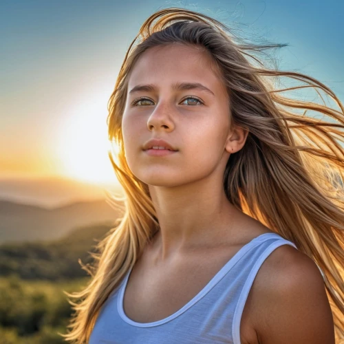 portrait background,mystical portrait of a girl,girl in t-shirt,girl on the dune,girl portrait,portrait photographers,girl on a white background,little girl in wind,relaxed young girl,romantic portrait,young woman,beautiful young woman,sun,mirifica,photographic background,young girl,girl making selfie,sunburst background,portrait of a girl,self hypnosis,Photography,General,Realistic