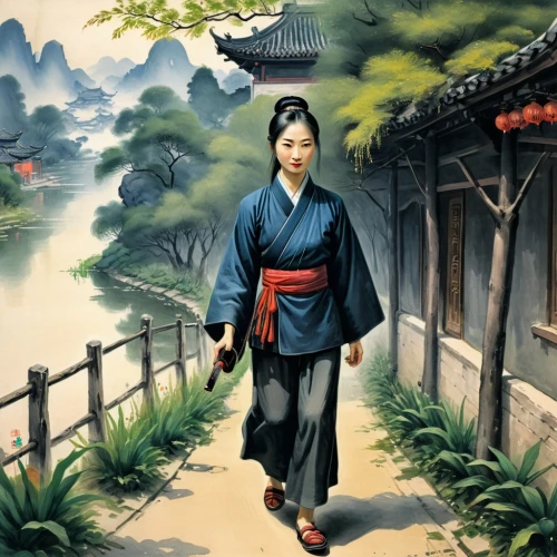 chuseok,dongbuyeo,zhiyuan,sungkyunkwan,oriental painting,geisha girl,hanbok,japanese woman,joseon,oriental girl,xiaojian,xiaofei,hanfu,goryeo,jiaozhi,geisha,xiaohong,kunqu,buyeo,qianfei,Illustration,Black and White,Black and White 23