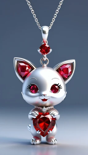 derivable,lucky cat,3d render,3d model,porcelaine,3d rendered,gift of jewelry,jewlry,diamond pendant,doll cat,red heart medallion,mangle,suara,rubrum,jewelpets,trinket,red gift,pendant,narcissus pink charm,cubic zirconia,Unique,3D,3D Character