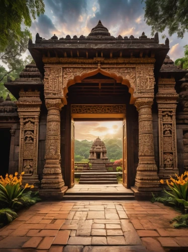 asian architecture,bhubaneshwar,buddhist temple,hall of supreme harmony,victory gate,thai temple,manjushri,halebidu,sarnath,artemis temple,angkor,banteay,tori gate,phanom,mahabalipuram,mandap,mahavihara,indian temple,cambodia,stone gate,Illustration,Paper based,Paper Based 01