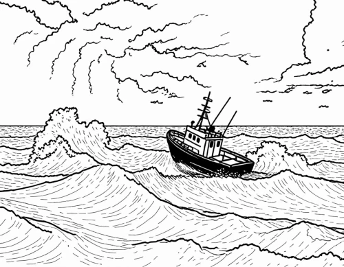 boat on sea,fishing boat,two-handled sauceboat,coloring page,coloring pages,wooden boat,at sea,longship,seafaring,macpaint,lifeboat,rowboat,longboat,water boat,boat landscape,mailboat,swiftboat,little boat,boatman,sailing boat,Design Sketch,Design Sketch,Rough Outline