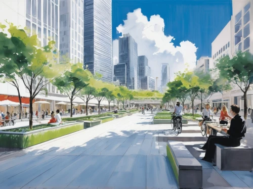 transbay,renderings,pedestrianized,metrotech,marunouchi,firstcity,city corner,city scape,citycenter,omotesando,virtual landscape,streetscape,streeterville,moscone,cityline,shimbashi,unbuilt,3d rendering,zeil,cityzen,Art,Artistic Painting,Artistic Painting 24