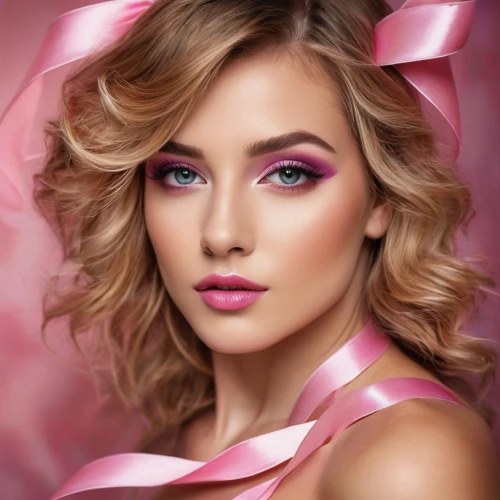 pink beauty,women's cosmetics,pink bow,airbrushed,pink floral background,pink ribbon,romantic look,pink background,portrait background,peony pink,kuzmina,retouching,femininity,pink petals,heart pink,romantic portrait,vintage makeup,rose pink colors,color pink,cosmetics,Photography,General,Commercial