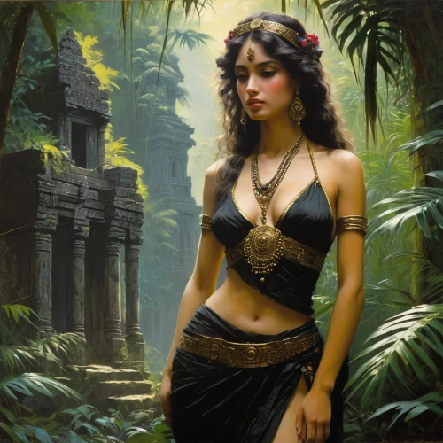 polynesian girl,ancient egyptian girl,inanna,cleopatra,fantasy art,fantasy picture,asherah,amazonian,inara,amazonica,orientalist,persia,exoticism,wadjet,sekhmet,fantasy portrait,apsara,fantasy woman,estess,akasha,Art,Classical Oil Painting,Classical Oil Painting 32