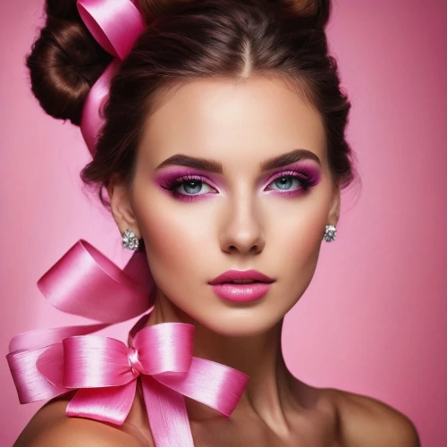 pink bow,women's cosmetics,pink ribbon,pink beauty,satin bow,injectables,cosmetic products,cosmetics,bright pink,pink background,brunette with gift,cosmetics packaging,femininity,color pink,glamour girl,juvederm,cosmetic packaging,beauty face skin,vintage makeup,romantic look,Photography,General,Commercial