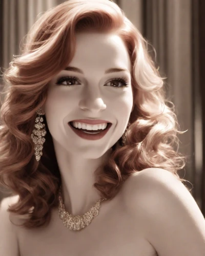 chastain,madelaine,hatun,hayworth,challen,rosalyn,ginger rodgers,satine,jayma,marilyns,paramour,kepner,rousse,sorriso,pearl necklace,rainha,romanoff,dempsie,redheads,mesquida,Photography,Natural