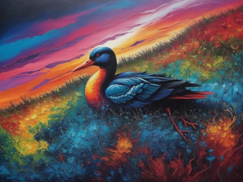 bird painting,oil painting on canvas,waterfowl,oil painting,dodos,oil on canvas,dubbeldam,ornamental duck,pheasant,red duck,colorful birds,painting technique,art painting,canvasback,wildfowl,blackduck,keoladeo,avian,pfau,cayuga duck,Illustration,Realistic Fantasy,Realistic Fantasy 25