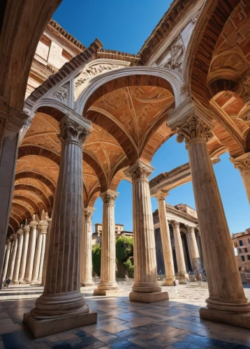 colonnades,celsus library,porticoes,colonnade,columns,noto,porticos,marble palace,roman columns,pillars,peristyle,bernini's colonnade,doric columns,nimes,arcaded,columned,jerash,crillon,archly,three pillars,Art,Classical Oil Painting,Classical Oil Painting 19