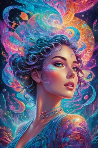 sirena,aquarius,fantasy portrait,nebula,aura,colorful spiral,andromeda,world digital painting,ozma,mystical portrait of a girl,mermaid background,aquarian,fantasy art,mermaid vectors,zodiac sign libra,dmt,astral traveler,digital art,nebula 3,hypatia,Illustration,Realistic Fantasy,Realistic Fantasy 39