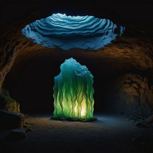 ice cave,cave,cavern,blue cave,grotto,cave church,alfheim,portal,caverns,chamber,lair,caves,the blue caves,elemental,bioluminescent,3d render,gelatinous,lightpainting,cave tour,malachite,Photography,Documentary Photography,Documentary Photography 37