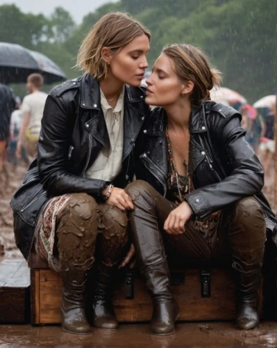 barbour,sapphic,leather jacket,dykes,lesbos,frasers,wlw,graspop,leather,horsehide,avalance,festivalgoers,girlfriends,in the rain,outsiders,heterosexuality,bisexuals,amazons,leather boots,pinkpop