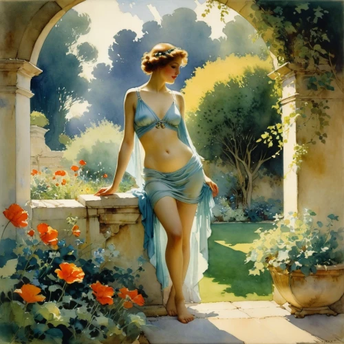 donsky,hildebrandt,secret garden of venus,girl in the garden,heatherley,guenter,struzan,dmitriev,fischl,clytie,domergue,nestruev,whitmore,martindell,lachapelle,coville,bather,basov,mcginnis,chudinov,Illustration,Paper based,Paper Based 23