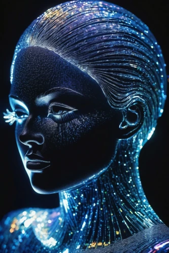 afrofuturism,neon body painting,hologram,andromeda,seti,holography,asari,uv,holograms,raelian,aquaria,extraterrestrial,aura,cortana,bioluminescent,bioluminescence,reticuli,holograph,tron,satari,Illustration,Abstract Fantasy,Abstract Fantasy 20