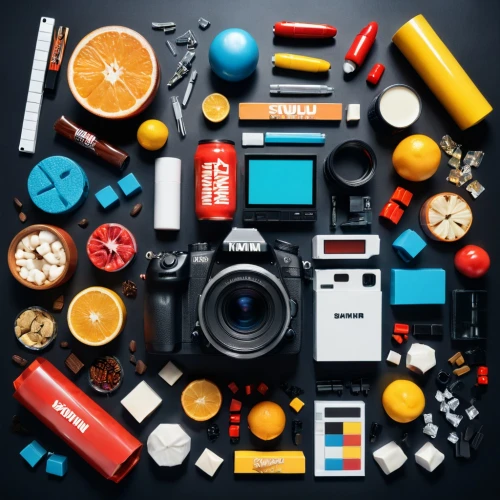 microstock,still life photography,photographic equipment,microphotography,photo equipment with full-size,photography equipment,mobile video game vector background,camera illustration,tabletop photography,photo camera,the living room of a photographer,photojournalistic,set of icons,photometers,photographic background,components,objects,camera accessories,flat lay,microenvironment,Unique,Design,Knolling