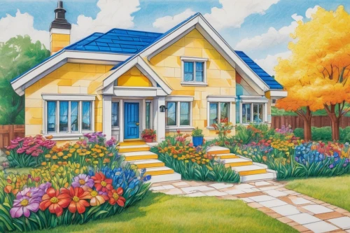 houses clipart,home landscape,house painting,country cottage,summer cottage,little house,cottage garden,country house,cottage,small house,danish house,exterior decoration,beautiful home,springtime background,flower painting,home house,dreamhouse,yellow garden,traditional house,farm house,Conceptual Art,Daily,Daily 17