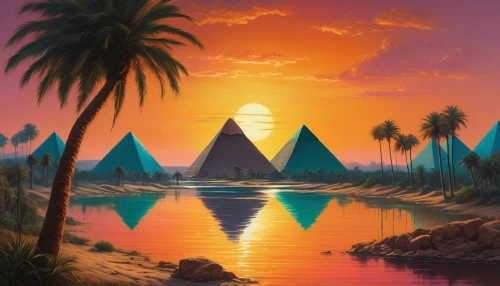 pyramids,landscape background,giza,desert landscape,nile,polyneices,kemet,ancient egypt,fantasy landscape,triangles background,desert desert landscape,world digital painting,egypt,nile river,palmtrees,egyptienne,nature background,oasis,pyramidal,tropics,Photography,Artistic Photography,Artistic Photography 05