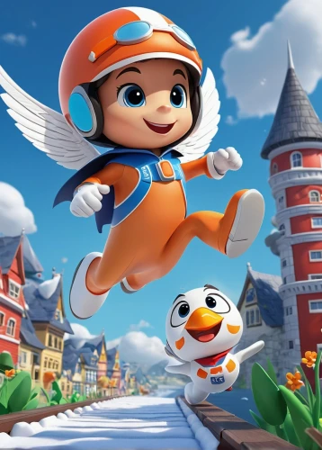 pororo the little penguin,gnome skiing,flying girl,flying penguin,cute cartoon character,skycar,cute cartoon image,gameloft,believe can fly,flug,cartoon video game background,children's background,rayman,playmander,donald duck,flying bird,platformer,android game,superscooper,platforming,Unique,3D,3D Character